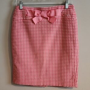 LOFT Pink Polka Dot Bow Skirt